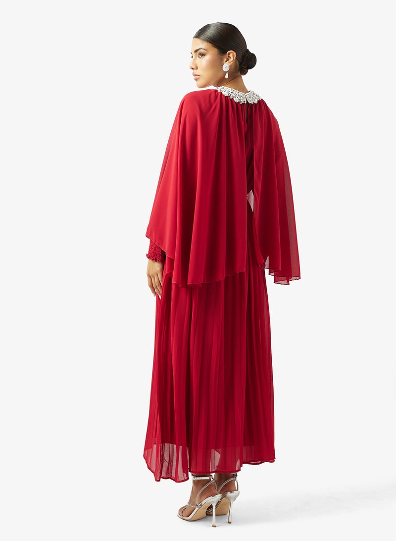 Khizana Cape Dress With Embellished Neck - Image 2